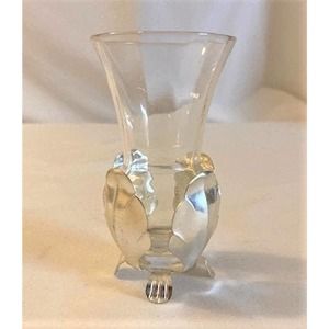 vintage glass bud vase with removable aluminum stand